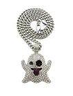 Ice Bling GHOST BOO Pendant With 5mm Stainless Steel Cuban Chain