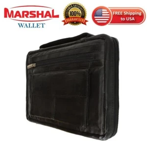 New Large Black Genuine Leather Bible/Book Cover Case Zippered Organizer - Picture 1 of 7