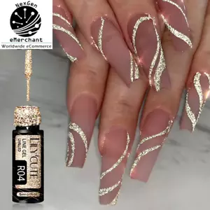 Esmalte de uñas en gel UV Champagne Gold Glitter - Delineador reflectante brillante para uñas - Imagen 1 de 7