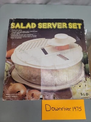 Processador de alimentos manual vintage com pinças de tigela prato servidores renais bege transparente - Imagem 1 de 4