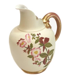 Vintage englischer handbemalter Porzellan Rouge Elfenbein 6,75 Zoll Krug, Blumen - Bild 1 von 3