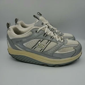 Skechers Größe 10 Shape Ups Wanderschuhe grau weiß blau silber 11814 – Damen - Bild 1 von 7