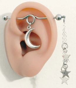 Moon & Stars Industrial Langhantel 316L Chirurgenstahl 14g 1-1/2" Länge. - Bild 1 von 11