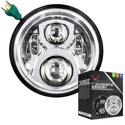 Eagle Lights Chrome 7" LED Gen 2 Headlight Harley Davidson & Indian Motorcycles - Image 1 of 4