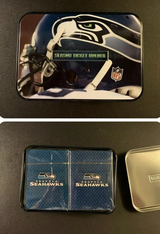Seattle Seahawks (Season Ticket Holder) Playing Cards (x2) in Collectable Tin Cover