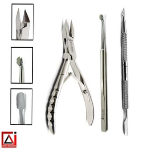 Cuticle Pusher Remover Ingrown Nail Cleaner Set Nipper Clipper Skin Scalers X3 - Picture 1 of 4