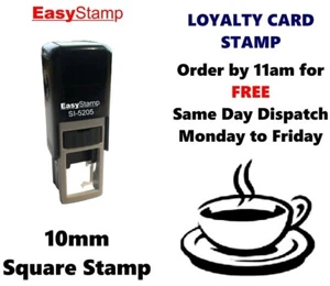 Timbro carta fedeltà 10 mm gomma autoinchiostrante misura piccola tascabile - TAZZA CAFFÈ - Foto 1 di 9