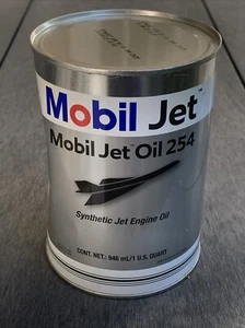 MOBIL Synthetic Jet Oil 254 Full Unopened Quart Can - Jan 2025 Expiration - Picture 1 of 7