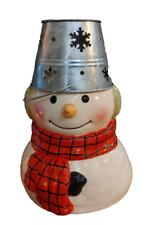 Hallmark Mitford Snowman, Murphy Tea Light Holder with Tin Pail Hat #20538