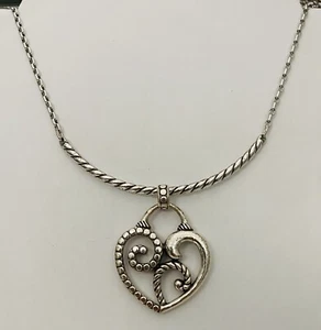 BRIGHTON Silvertone Heart Pendant Necklace  - Picture 1 of 2
