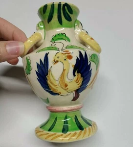 Vase MADE IN JAPAN Ceramic Side Handles Bird Phoenix Vintage Asia - Picture 1 of 12