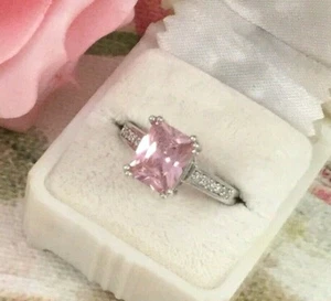 Vintage Jewellery Gold Ring with Pink White Sapphires Antique Deco Jewelry 10 U - Picture 1 of 9