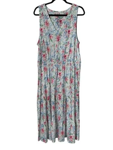 Tommy Bahama Dress SZ XL Multicolor Floral Sleeveless V-Neck Elastic Waist Maxi - Picture 1 of 13
