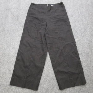 Vince Pants Womens 4 Black Linen Cropped Pockets Flat Front Wide Zip Lagonlook - Picture 1 of 13