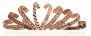 9er Set Tibetische Kupfer Armbänder Magnet Indien Muster Damen Herren sortiert - Bild 1 von 1