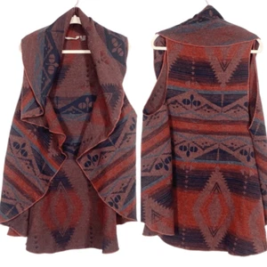 Soft Surroundings Aztec Boho Southwestern Open Front Sleeveless Vest Cardigan - Picture 1 of 8