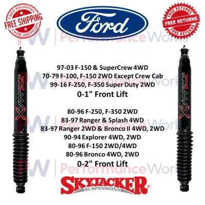 Par de amortiguadores Skyjacker negro MAX elevación delantera para Ford F-150, Explorer, Bronco, F250 Foto 1 de 4