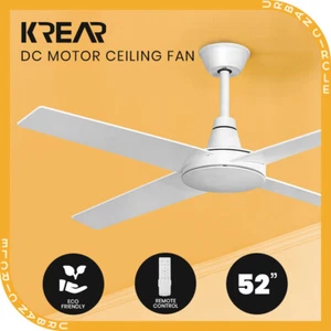 Krear 52" Ceiling Fan Wooden Blades Fans with Remote Control Timer 6 Speed White - Picture 1 of 10