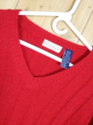 Suéter Pullover Norm Thompson XXL Para Hombre Rojo Aspen Mezcla Seda Acanalado Cuello en V Foto 1 de 4