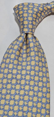 Nueva corbata de seda Brooks Brothers Makers para hombre patrón geométrico azul y amarillo nueva con etiquetas Foto 1 de 4