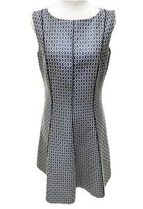 Vestido geométrico Brooks Brothers para mujer 6 azul sin mangas acampanado línea A Preppy - Imagen 1 de 13
