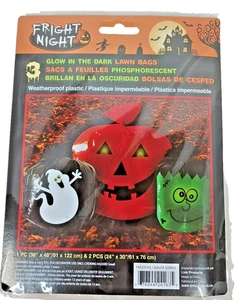 Glow In The Dark Halloween Jack O Laterne-Geist-Frankenblatt Beutel 3 im Paket - Bild 1 von 6