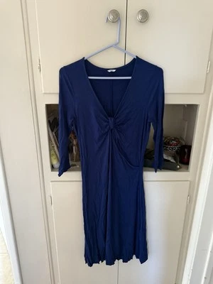 Three Dots Women's Knot Ruched Neck Dress Large 3/4 Sleeve - Image 1 of 4