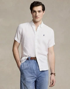 Polo Ralph Lauren Short Sleeve Custom Fit Linen Shirt in White - Size XL - Picture 1 of 4