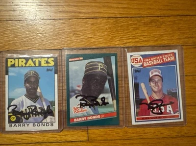 Lote de 3 Barry Bonds & Mark McGwire Topps 1985 1986 Donruss Firmado Auto Novatos Foto 1 de 4