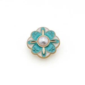 5pcs Vintage Enamel Metal Buttons Floral Design for Clothing Sewing Scrapbooking - Picture 1 of 10