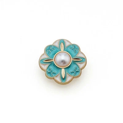 5pcs Vintage Enamel Metal Buttons Floral Design for Clothing Sewing Scrapbooking - Image 1 of 4