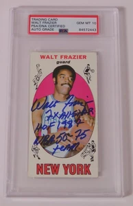 Walt Frazier KNICKS HOF Signed Autograph Topps 1969 Rookie Card 98 PSA 10 Auto - Picture 1 of 4