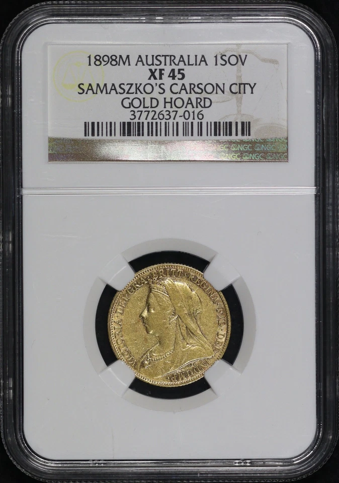 1898M Australia  Gold 1 Sovereign NGC XF-45 Samaszko's Carson City Gold Hoard - Image 1 of 2