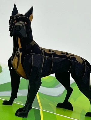 Tarjeta emergente Great Dane Dog 3D suave gigante blanco y negro perro cachorro mejor chico Foto 1 de 4