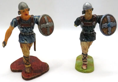 Лот из 2 ELASTOLIN NORMAN солдат - в темно-синий цвет как есть-1 рука отсутствует. - Изображение 1 из 4
