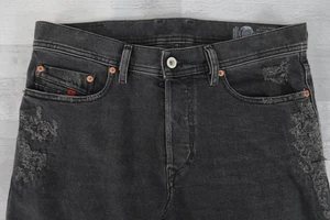 Mens Diesel TEPPHAR Stretch Slim Carrot Black Jeans W31 L30 Wash 085AJ - Picture 1 of 22