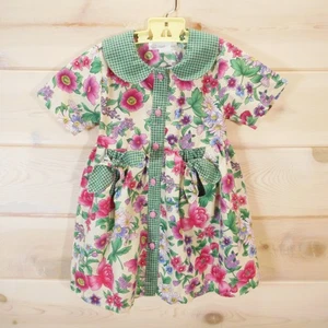 Vestido Vintage Rachels Niños Talla 5 Floral Abotonado Delantero Años 90 Cuello Jardín Fiesta - Imagen 1 de 10