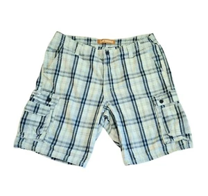 Pantalones cortos cargo Lee Dungarees para hombre azul verde a cuadros, talla 38W - Imagen 1 de 2