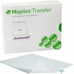 Apósito de transferencia de exudado de silicona suave Molnlycke Mepilex Transfer 6 x 8 pulgadas -5/BX - Imagen 1 de 1