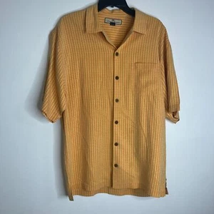 Tommy Bahama 100% SETA arancione con bottoni manica corta uomo taglia M - Foto 1 di 5