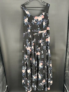 Maxi Abito Torrido Floreale Chiffon 2X Schiena Fumè Babydoll Estivo - Foto 1 di 11