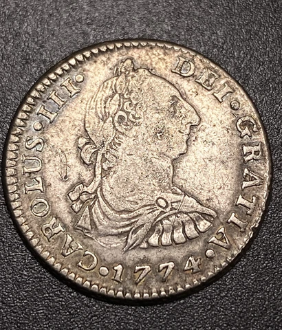 Toned Bold 1774 Lustrous 1 Real Silver Colonial America Calico Type Mexico Coin Cover