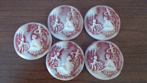 Vintage Venus & Cupid Round Cab Wedgewood Inspired Plastic (5) 35mm W GERMANY - Picture 1 of 3