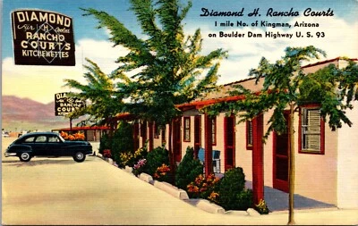 Kingman Arizona Diamond H Ranch Courts Motel Hwy 93 Vintage Postcard - Image 1 of 2
