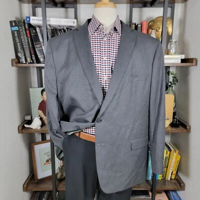 Van Heusen Men's Sport Coat Blazer Two Button Gray Twill Poly Blend 52R - Image 1 of 4