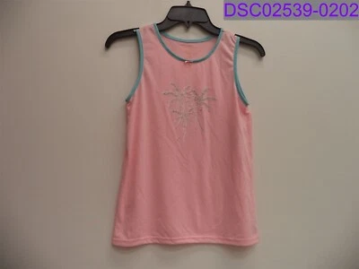 TOP ONLY Girls Size Large Jessica Simpson Sleep Tank Top Pink Palm Trees J4917 - Image 1 of 4