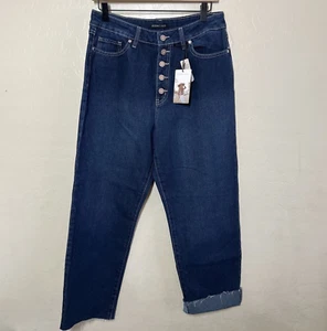 Sincerely Jules Damen Jeans Größe 9 29 Blau Dark Wash High Rise Button Fly NEU - Bild 1 von 14