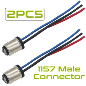 2x 1157 2357 7528 Tail Brake DRL Turn Signal Light Male Connector Wiring Harness - Bild 1 von 5