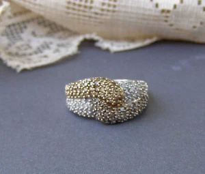 10k White Gold Colors Of Diamond Swirl Cross Over Ring Clear Champagne - Picture 1 of 5