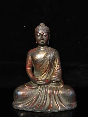 8.4" ancient  Tibetan biography  Buddhism  copper  Shakya Muni  Buddha statue - Image 1 of 4